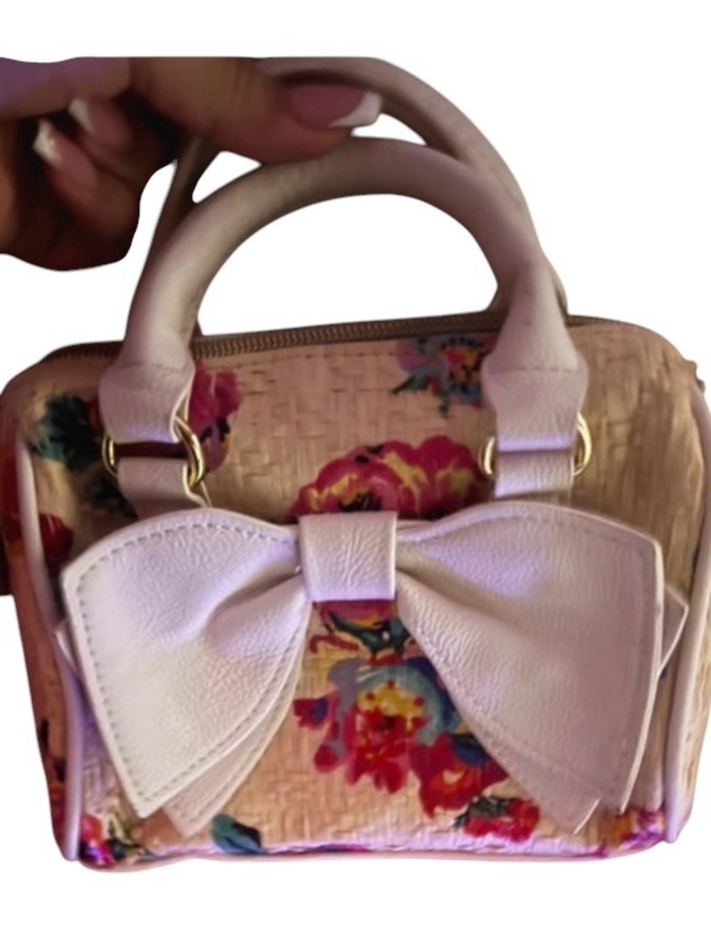 Betsey Johnson Straw Floral Satchel